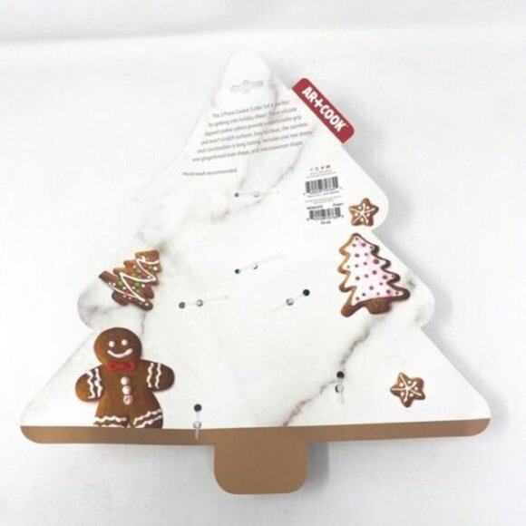 Ar+cook Christmas Cookie Cutter Set 3 Piece Stainless Steel Gingerbread, Snowman - Picture 2 of 2